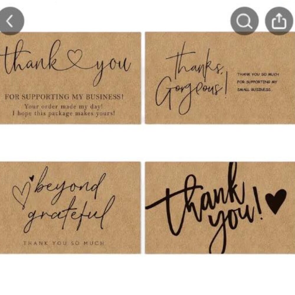 30 pk Thank you Cards Brown Paper